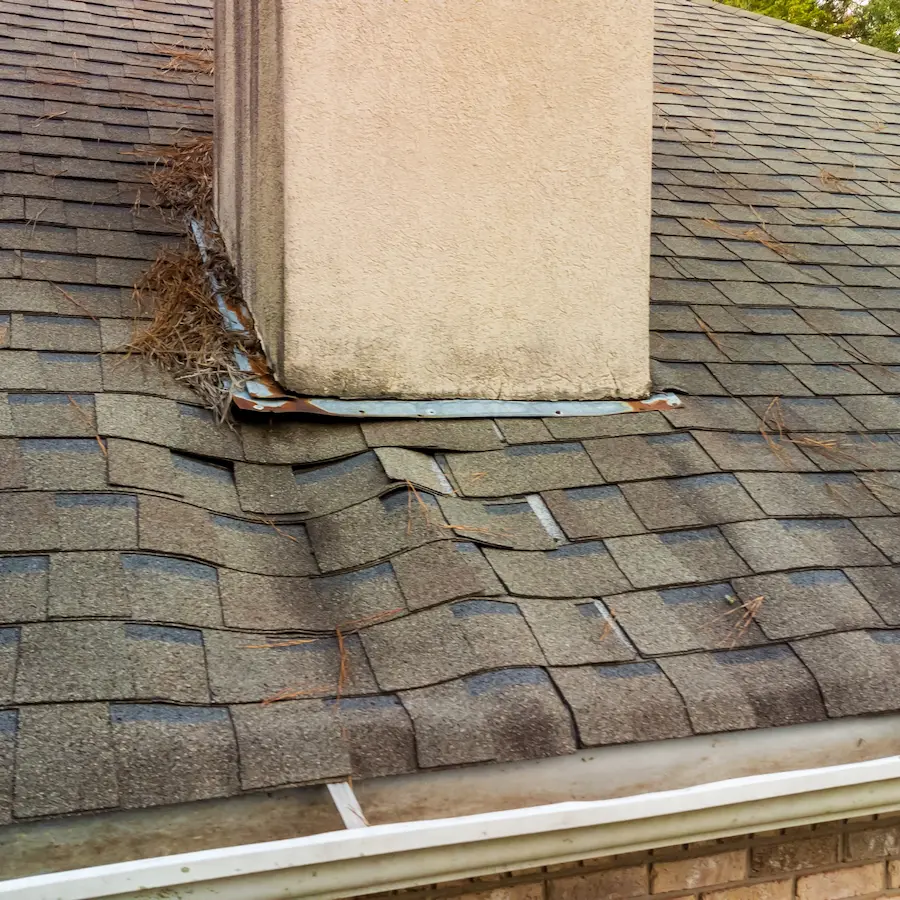 Damaged Roof and Chimney