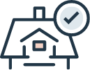 Home and check mark graphic